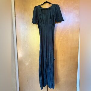 Blue Sheath Maxi Dress with Scoop Neck and Dolman Sleeves